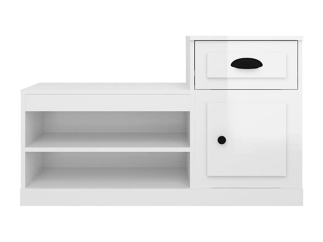 Armoire à chaussure blanc brillant 100x42x60 cm bois ingénierie