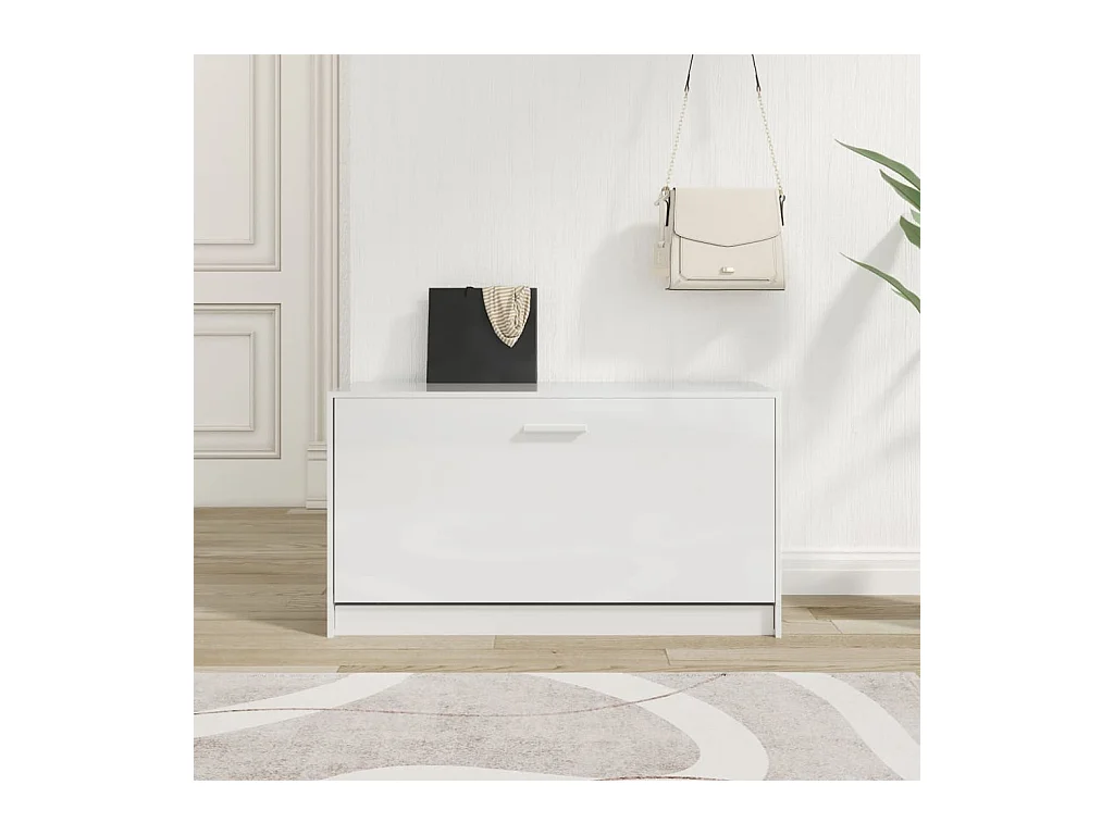Banc à chaussures Blanc brillant 80x24x45 cm Bois d'ingénierie
