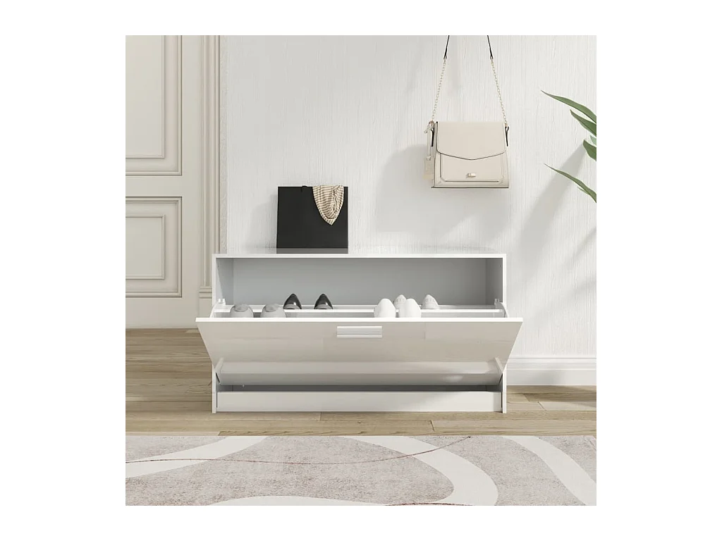 Banc à chaussures Blanc brillant 80x24x45 cm Bois d'ingénierie