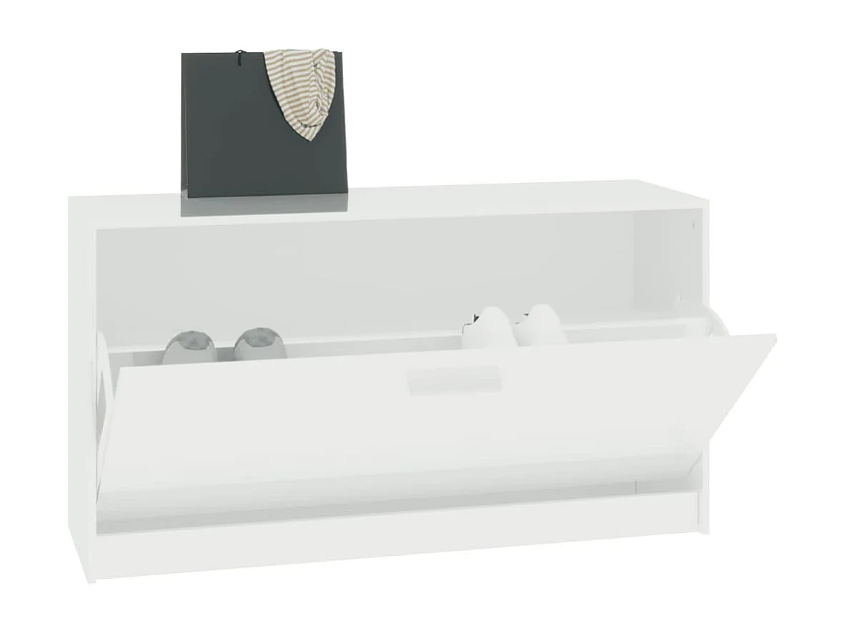 Banco zapatero Blanco brillo 80x24x45 cm Madera de ingeniería