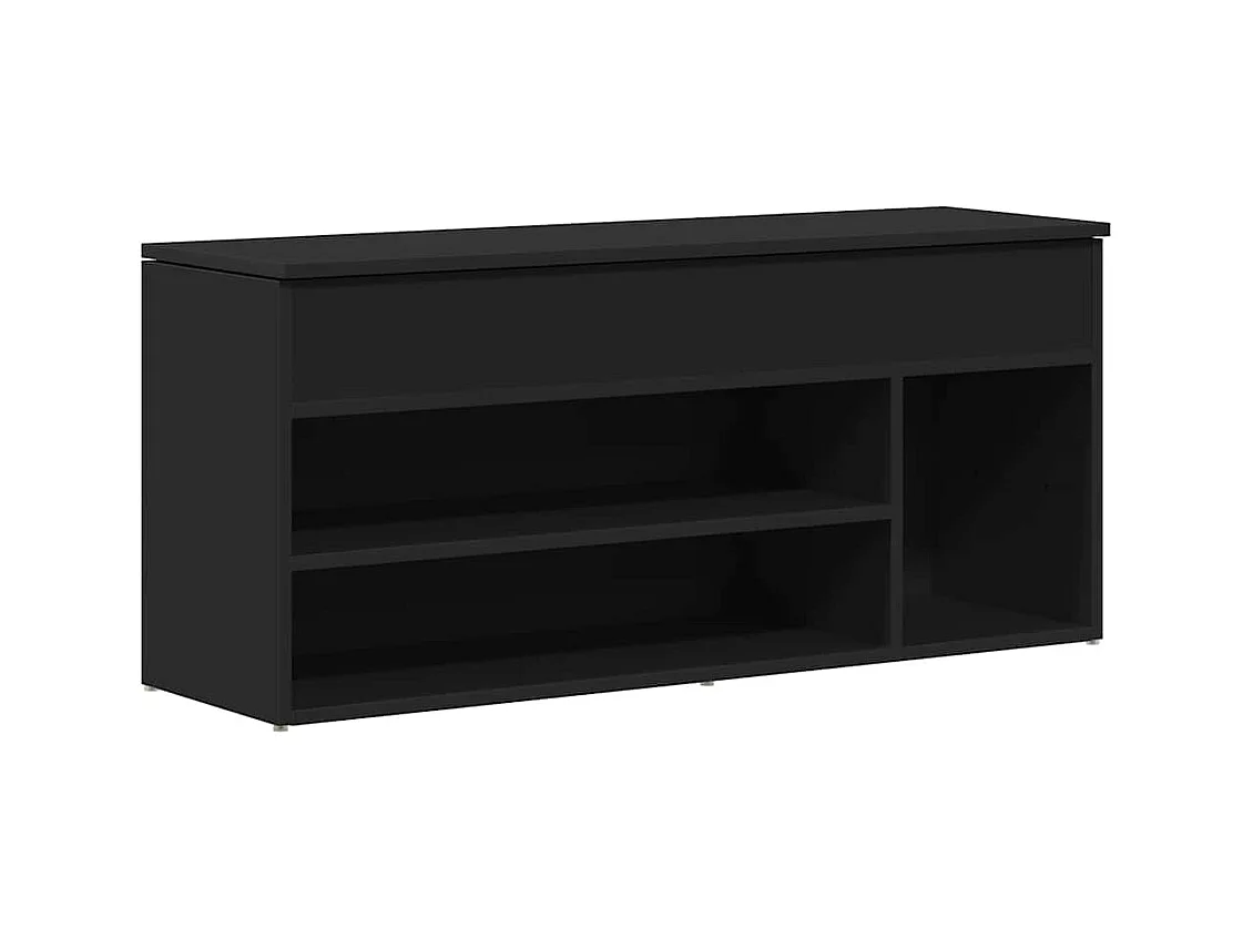 Banc à chaussures noir 102x30,5x45 cm bois d'ingénierie
