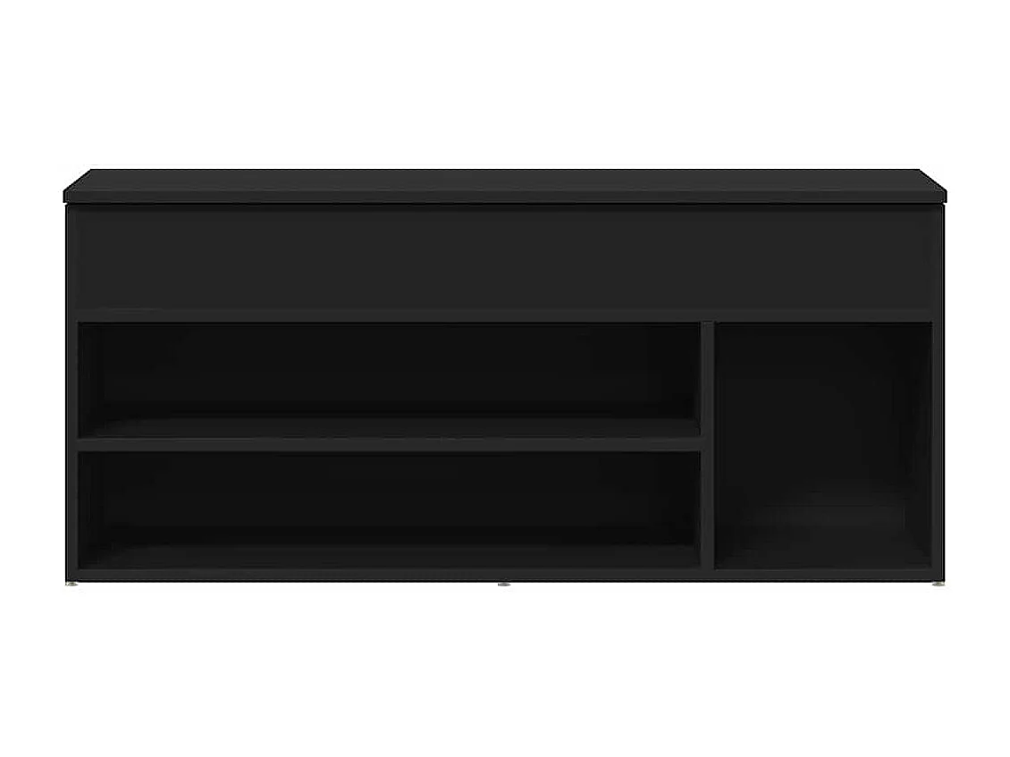 Banc à chaussures noir 102x30,5x45 cm bois d'ingénierie