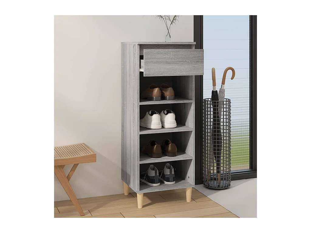 Sonoma grijze schoenenkast 40x36x105 cm Technisch hout