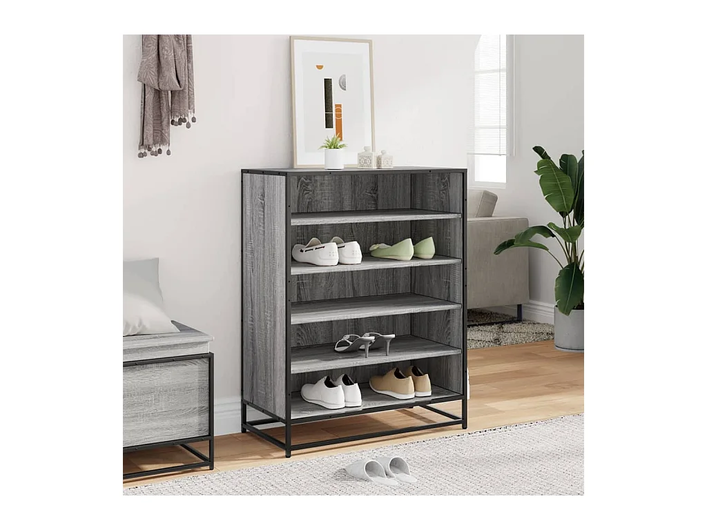 Meuble à chaussures sonoma gris bois d'ingénierie et métal