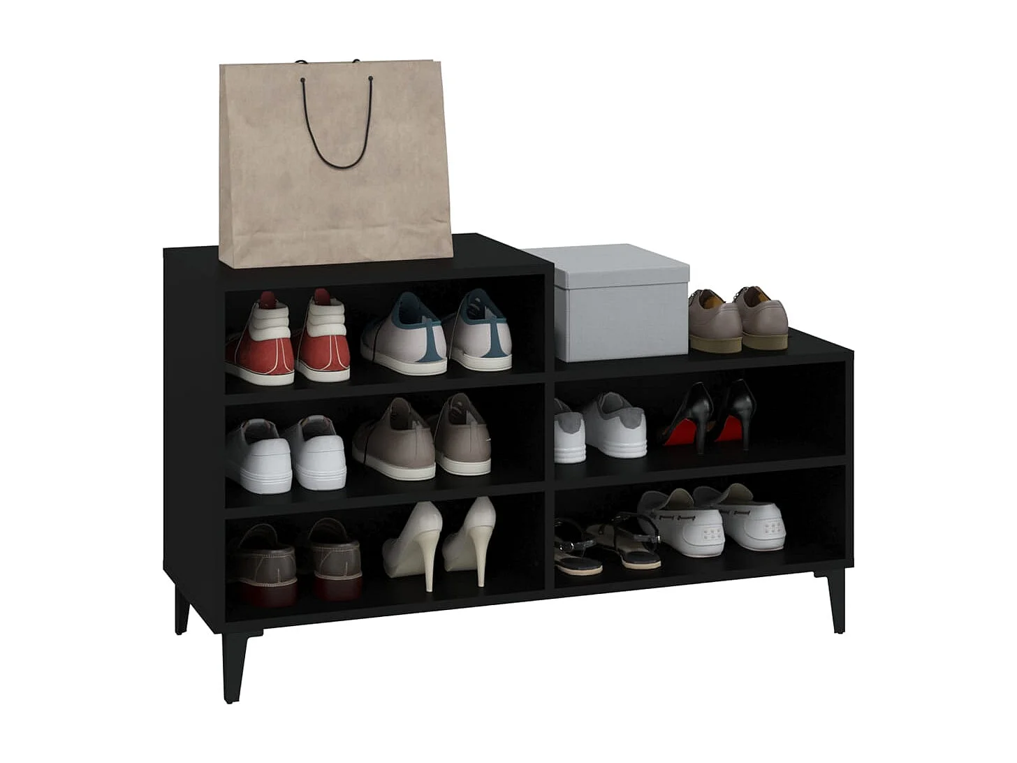 Scarpiera nera 102x36x60 cm Legno ingegnerizzato