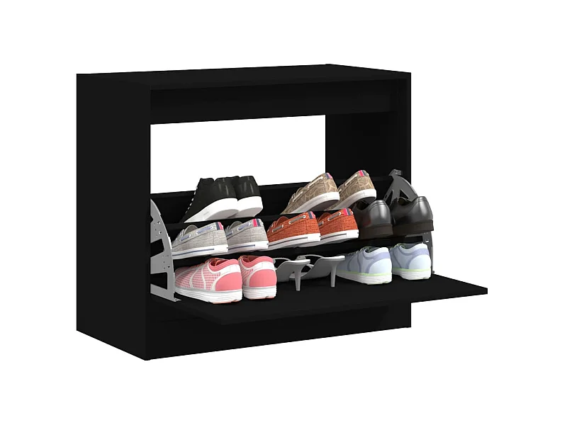 Scarpiera nera 80x42x69 cm in legno ingegnerizzato