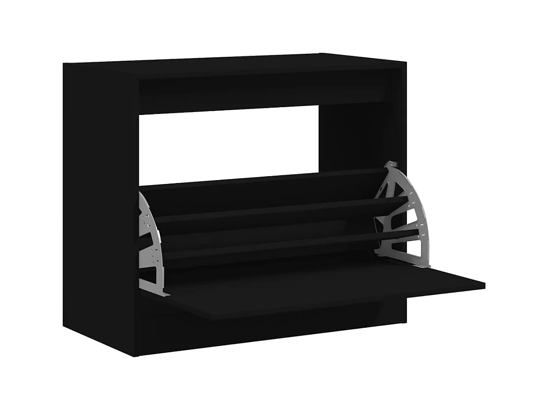 Scarpiera nera 80x42x69 cm in legno ingegnerizzato