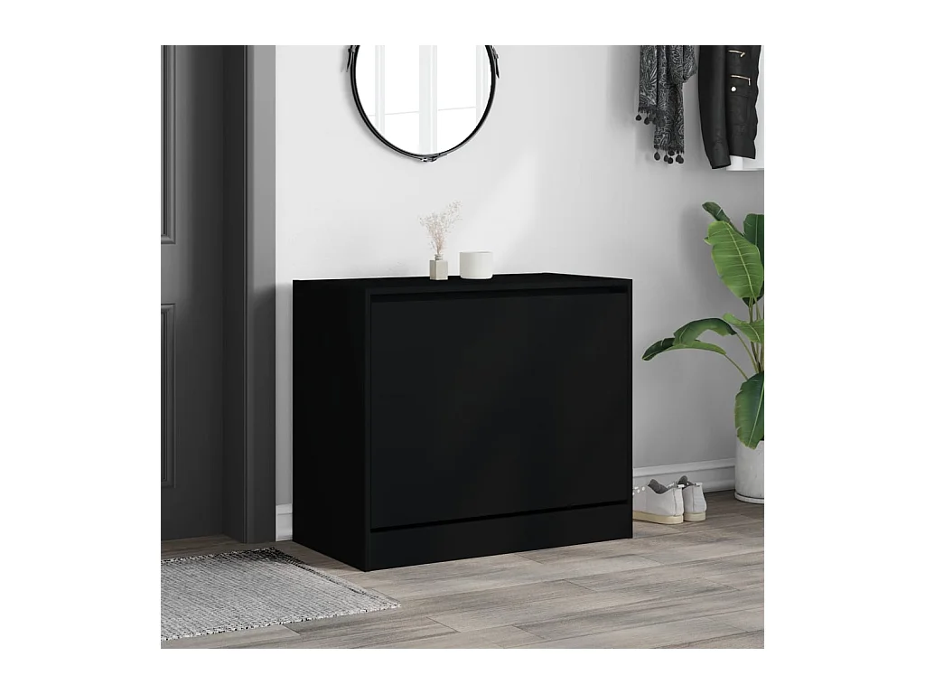 Scarpiera nera 80x42x69 cm in legno ingegnerizzato