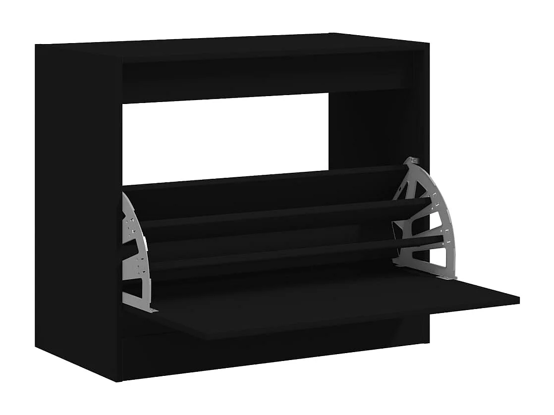 Armoire à chaussures noir 80x42x69 cm bois d'ingénierie