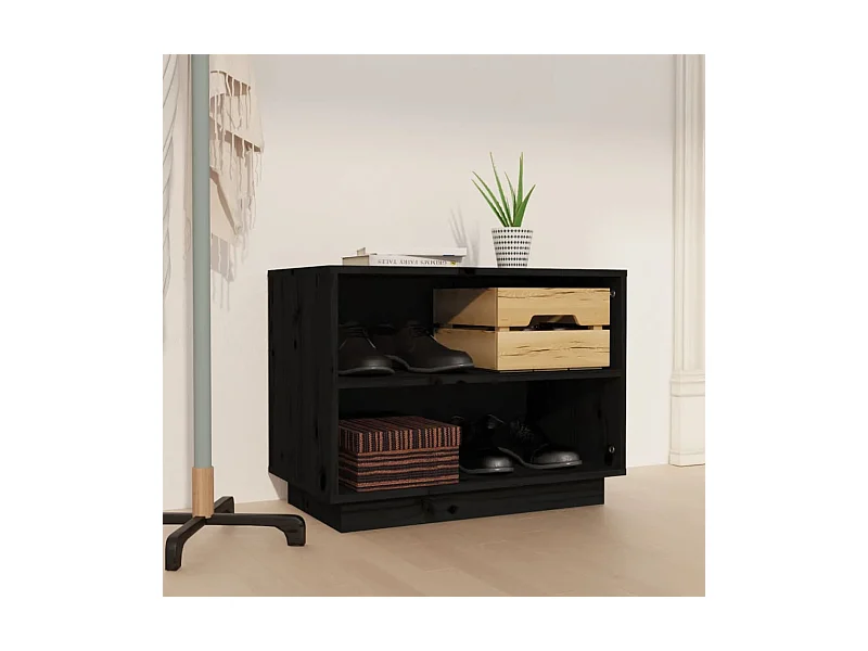 Zwarte schoenenkast 60x34x45 cm Massief grenenhout