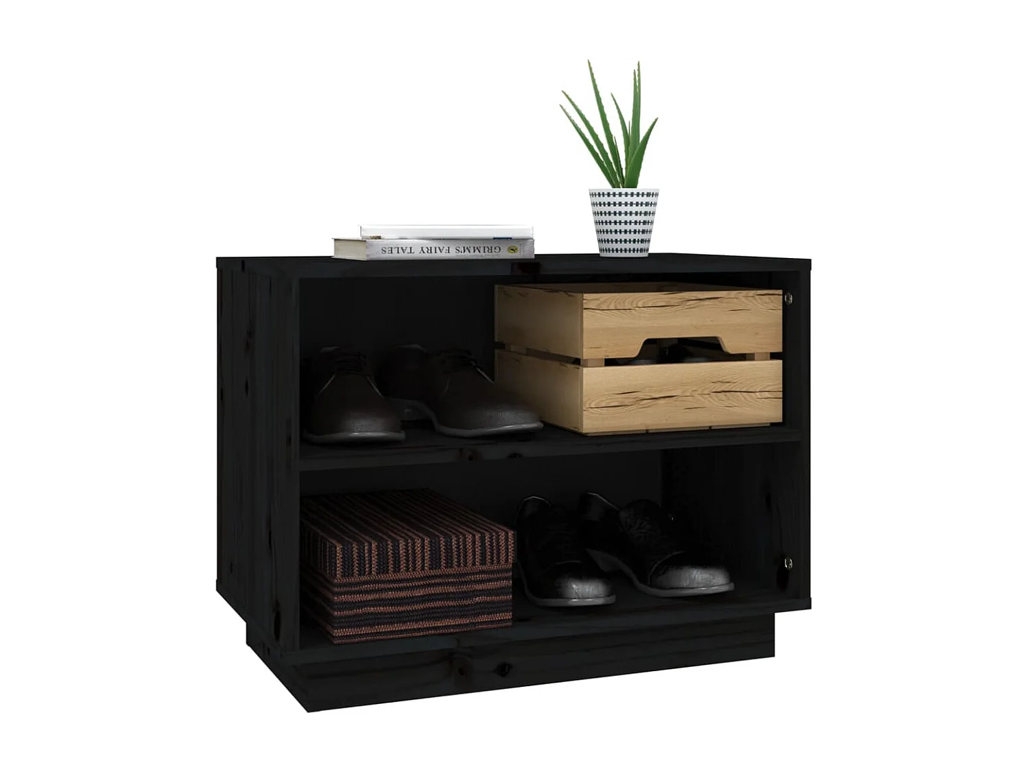 Armoire à chaussures Noir 60x34x45 cm Bois de pin massif