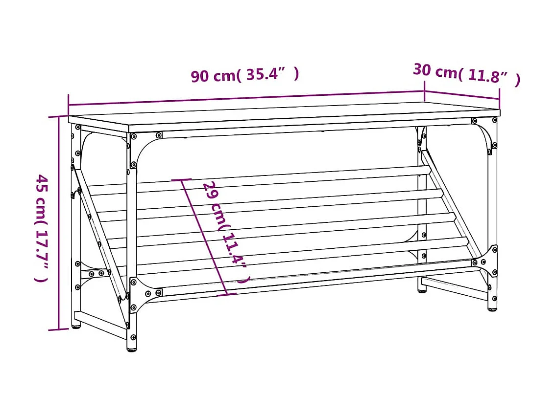 Zapatero roble marrón 90x30x45 cm madera de ingeniería