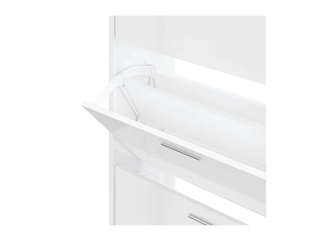 Armoire à chaussure Blanc brillant 63x24x103 cm Bois ingénierie
