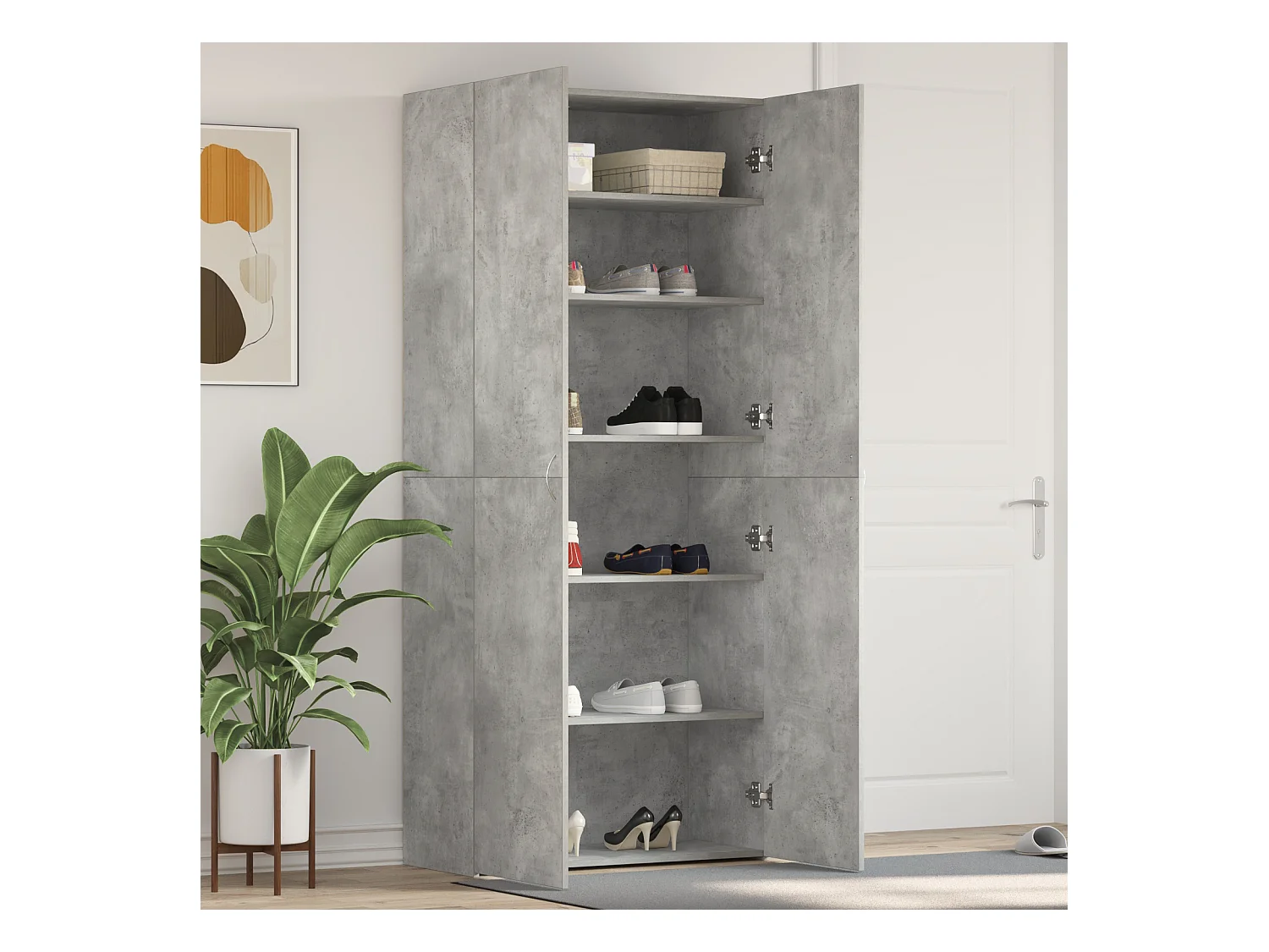 Meuble à chaussures Gris béton 80x35,5x180 cm Bois d'ingénierie