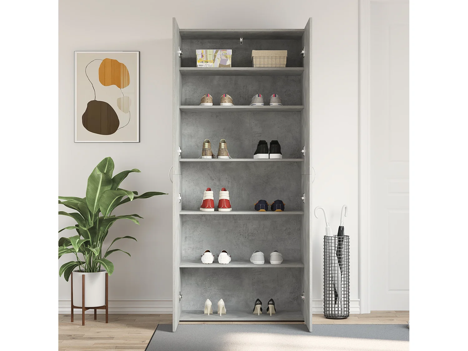 Meuble à chaussures Gris béton 80x35,5x180 cm Bois d'ingénierie