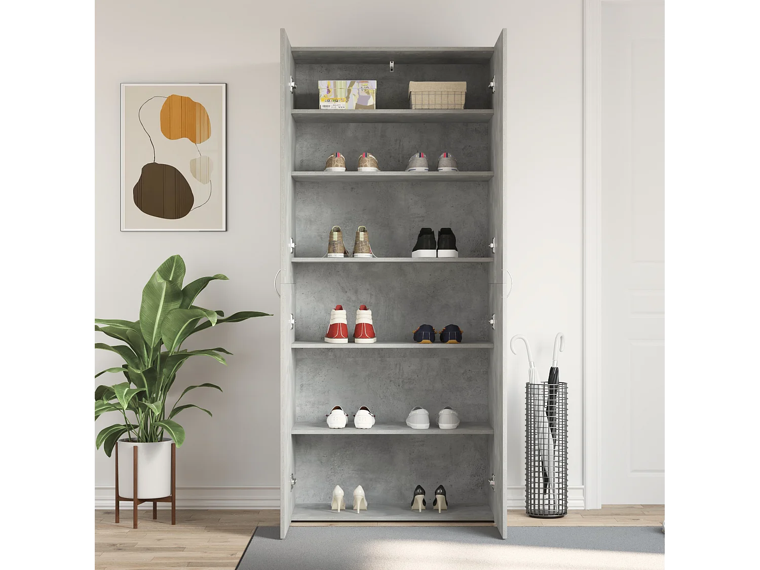 Meuble à chaussures Gris béton 80x35,5x180 cm Bois d'ingénierie