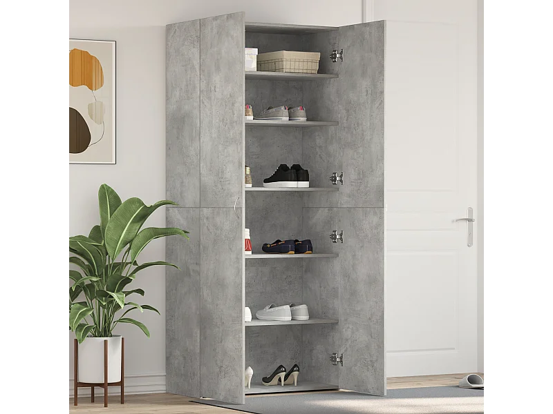 Meuble à chaussures Gris béton 80x35,5x180 cm Bois d'ingénierie
