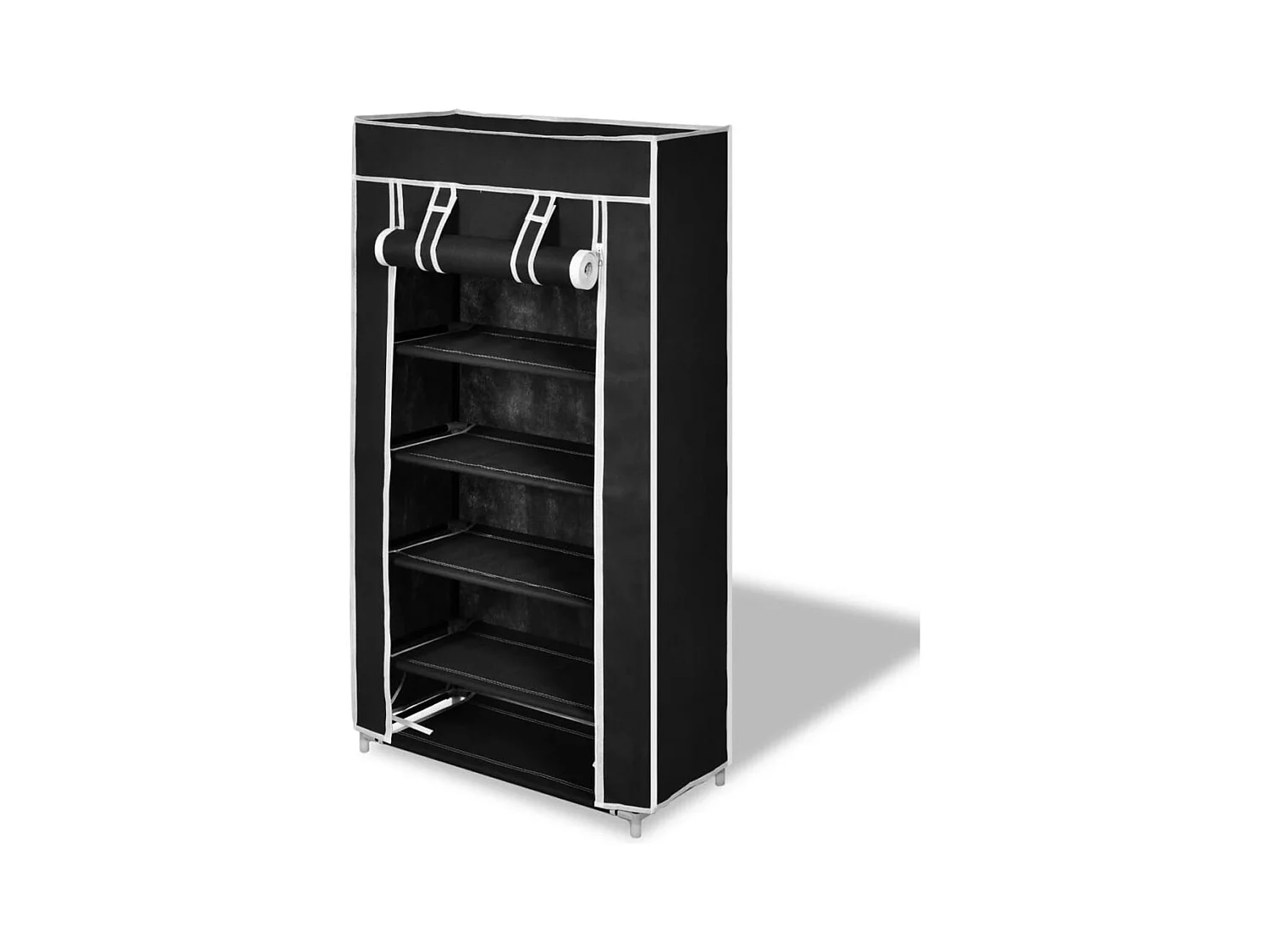 Scarpiera con coperchio 58 x 28 x 106 cm Tessuto nero