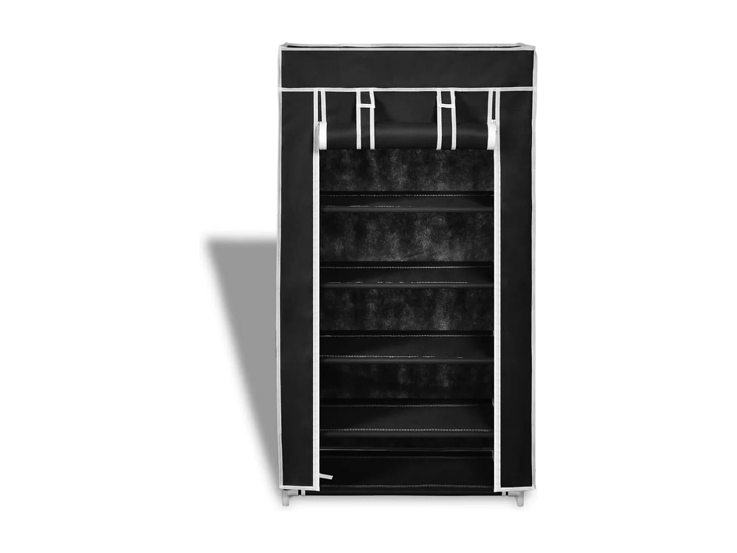 Scarpiera con coperchio 58 x 28 x 106 cm Tessuto nero