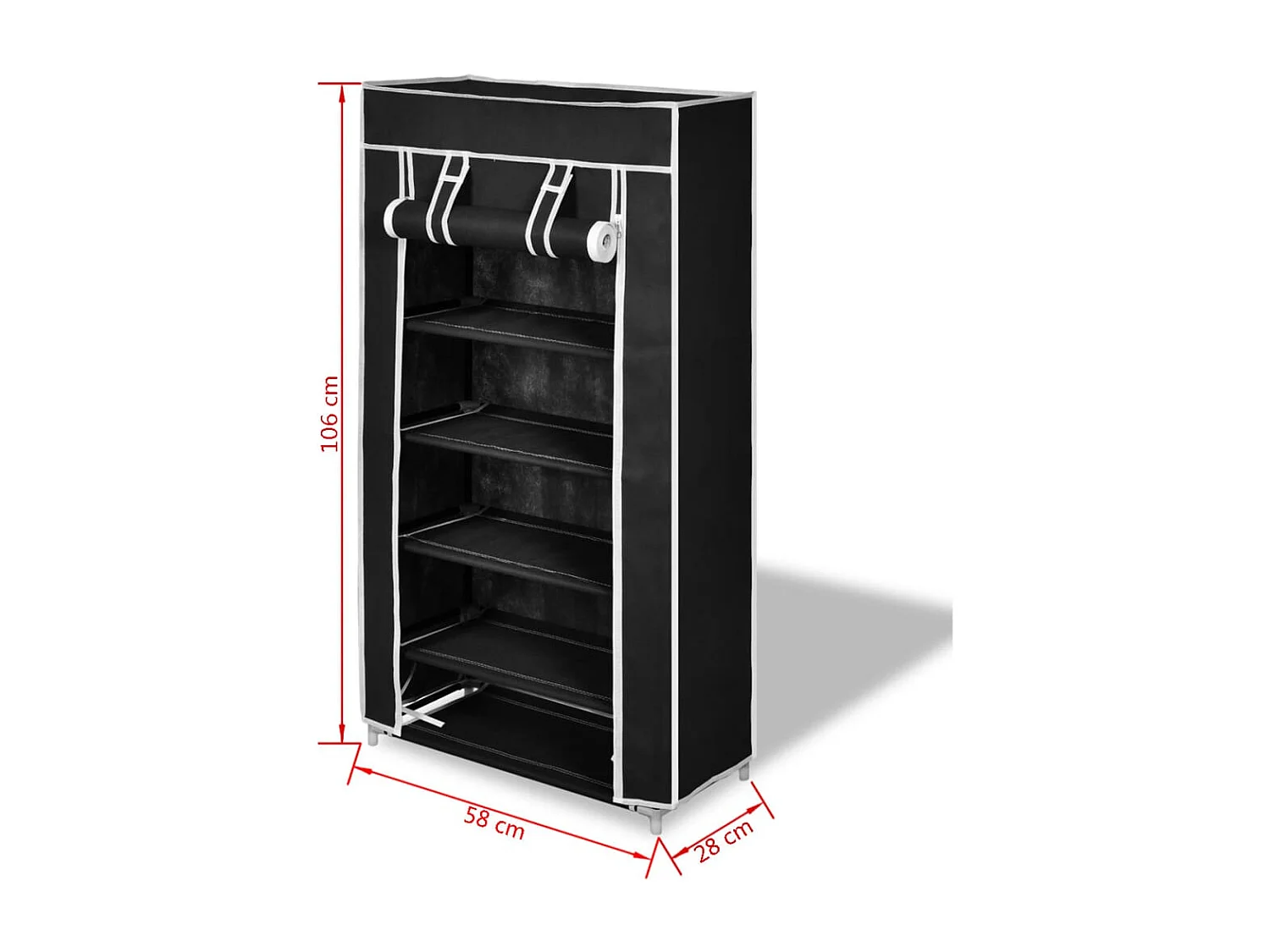 Scarpiera con coperchio 58 x 28 x 106 cm Tessuto nero