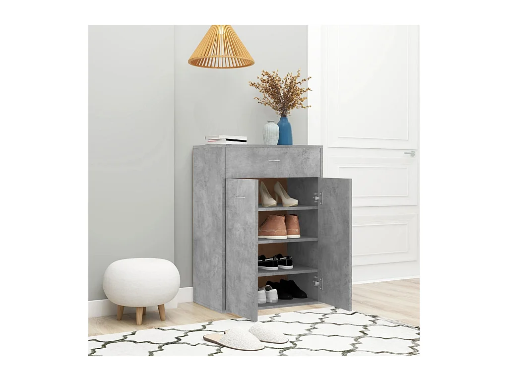 Armoire à chaussures Gris béton 60x35x84 cm Bois d'ingénierie