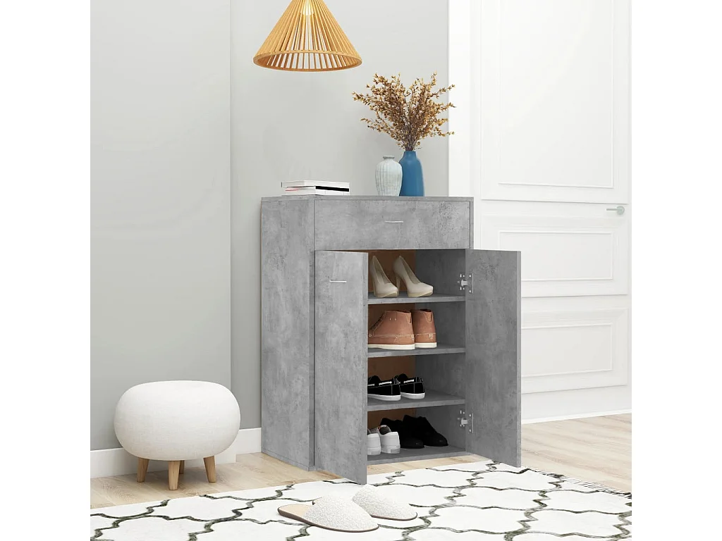 Armoire à chaussures Gris béton 60x35x84 cm Bois d'ingénierie