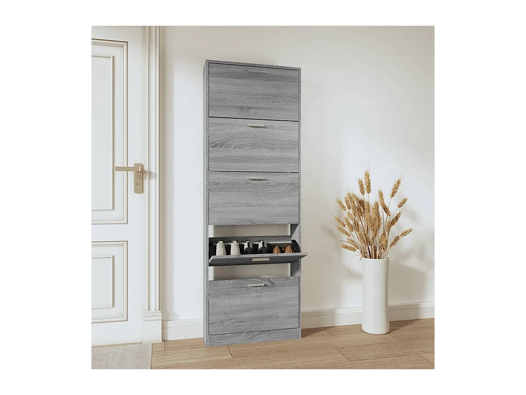 Scarpiera Sonoma grigia 59x17x169 cm in legno ingegnerizzato