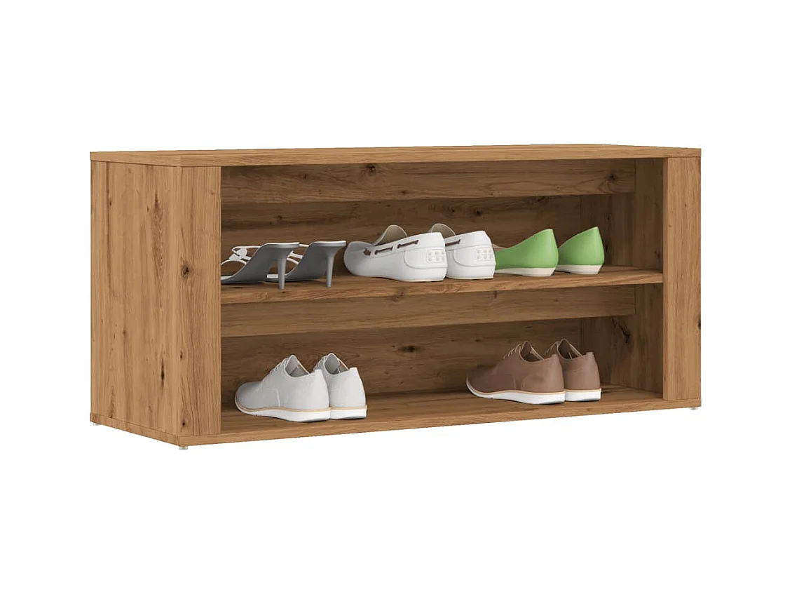 Banc à chaussures chêne artisanal 100x35x45cm bois d'ingénierie