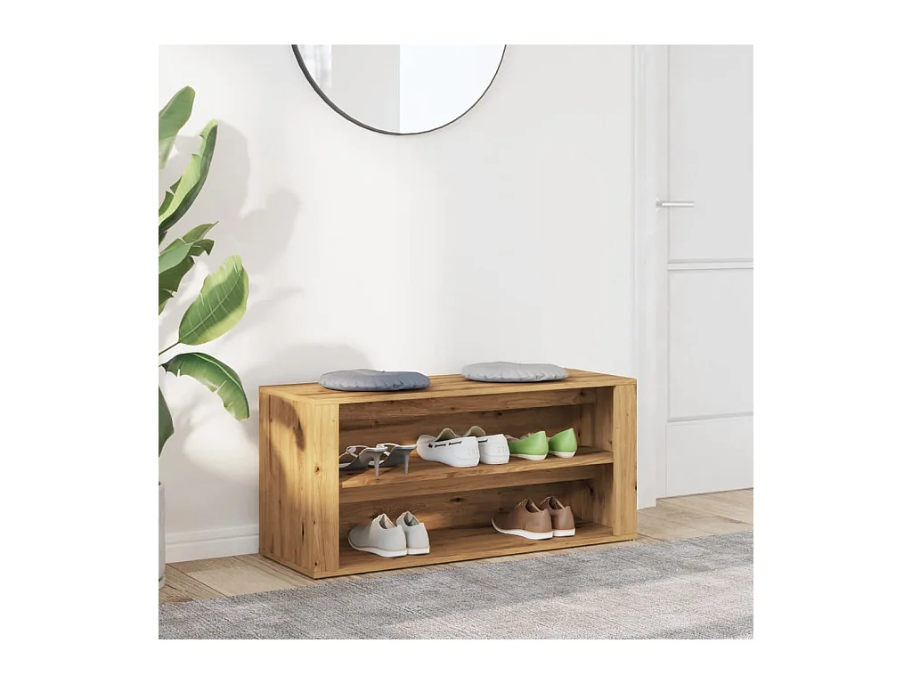 Banc à chaussures chêne artisanal 100x35x45cm bois d'ingénierie