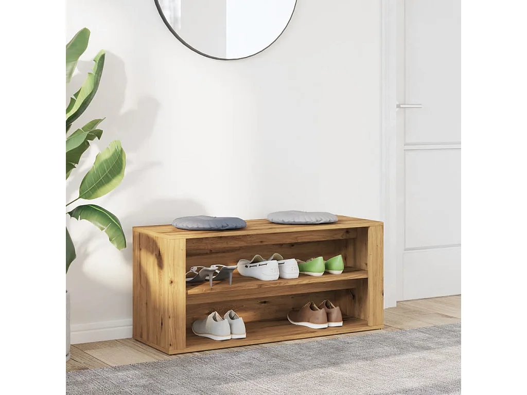 Panca portascarpe in rovere artigianale 100x35x45cm in legno ingegnerizzato