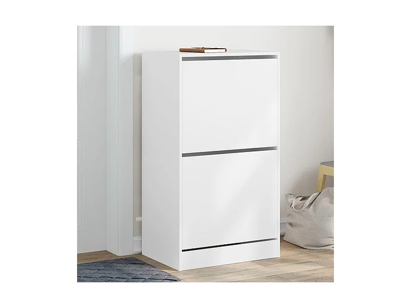 Zapatero con 2 cajones abatibles, blanco, 60x42x108 cm