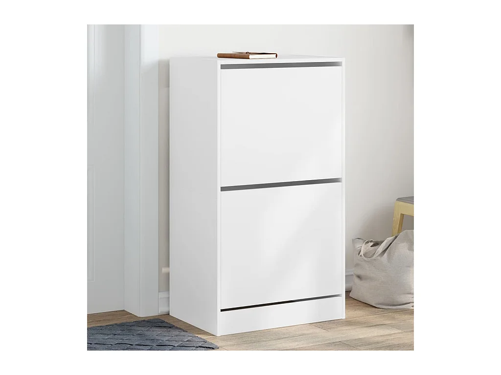 Schoenenkast met 2 uitklapbare lades, wit, 60x42x108 cm