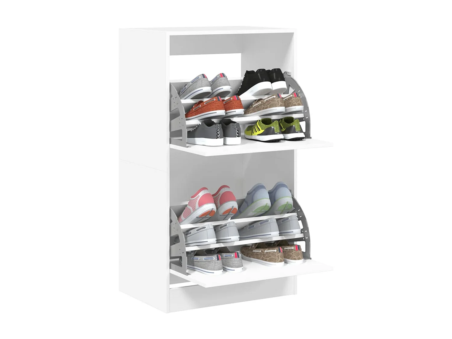 Armoire à chaussures 2 tiroirs rabattables blanc 60x42x108 cm