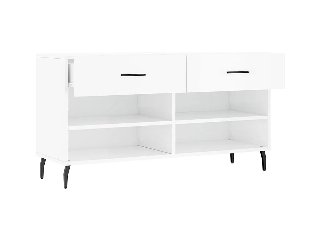Banc à chaussures blanc brillant 102x35x55 cm bois d'ingénierie