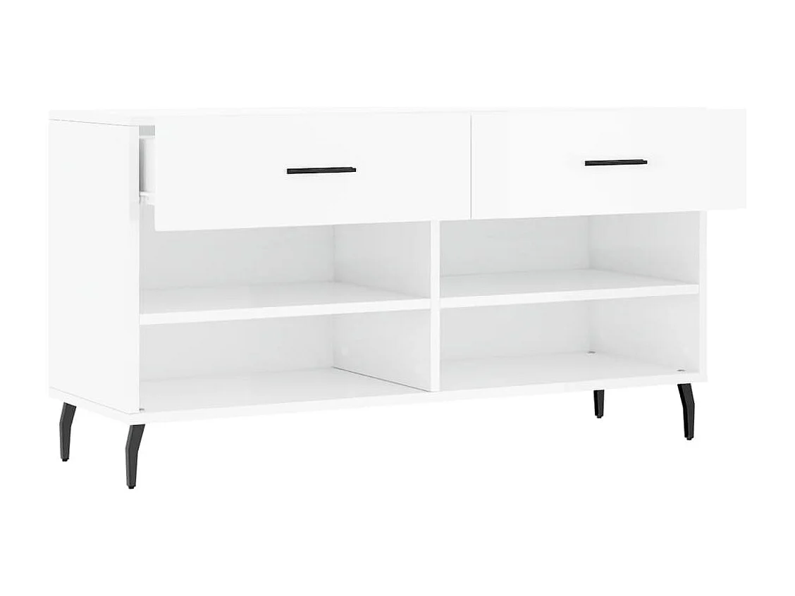 Banco zapatero blanco brillo 102x35x55 cm madera de ingeniería