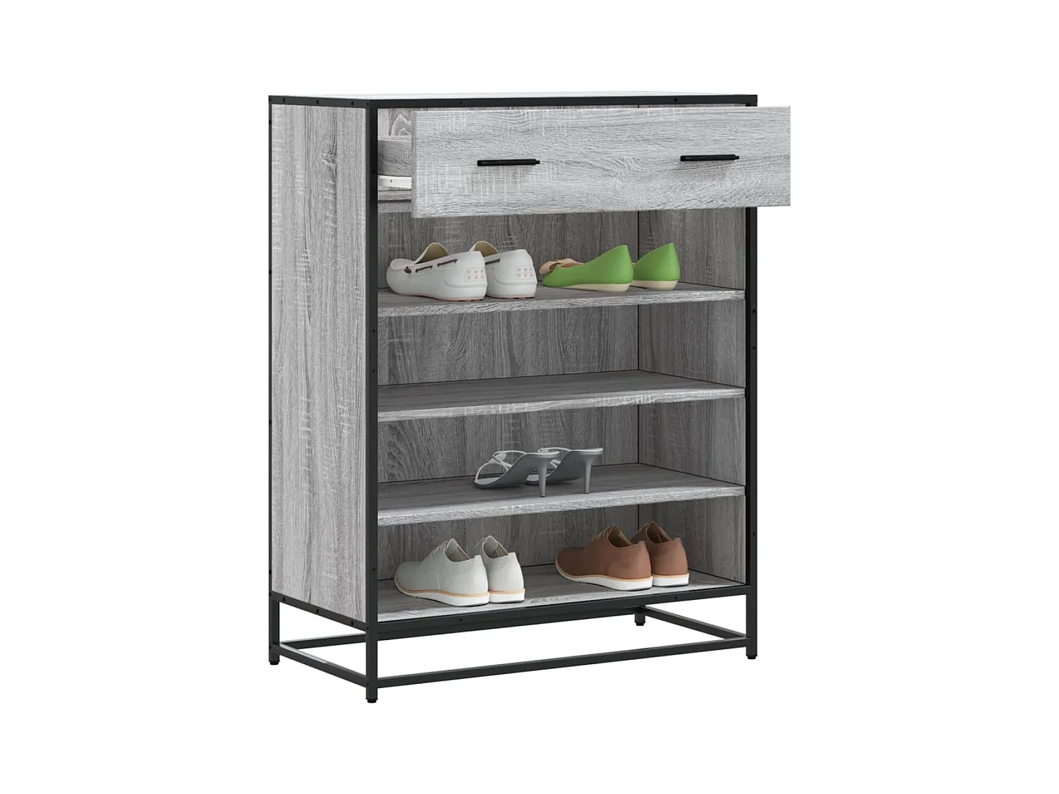 Meuble à chaussures sonoma gris bois d'ingénierie et métal