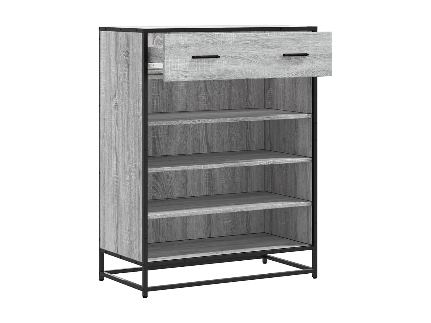 Meuble à chaussures sonoma gris bois d'ingénierie et métal