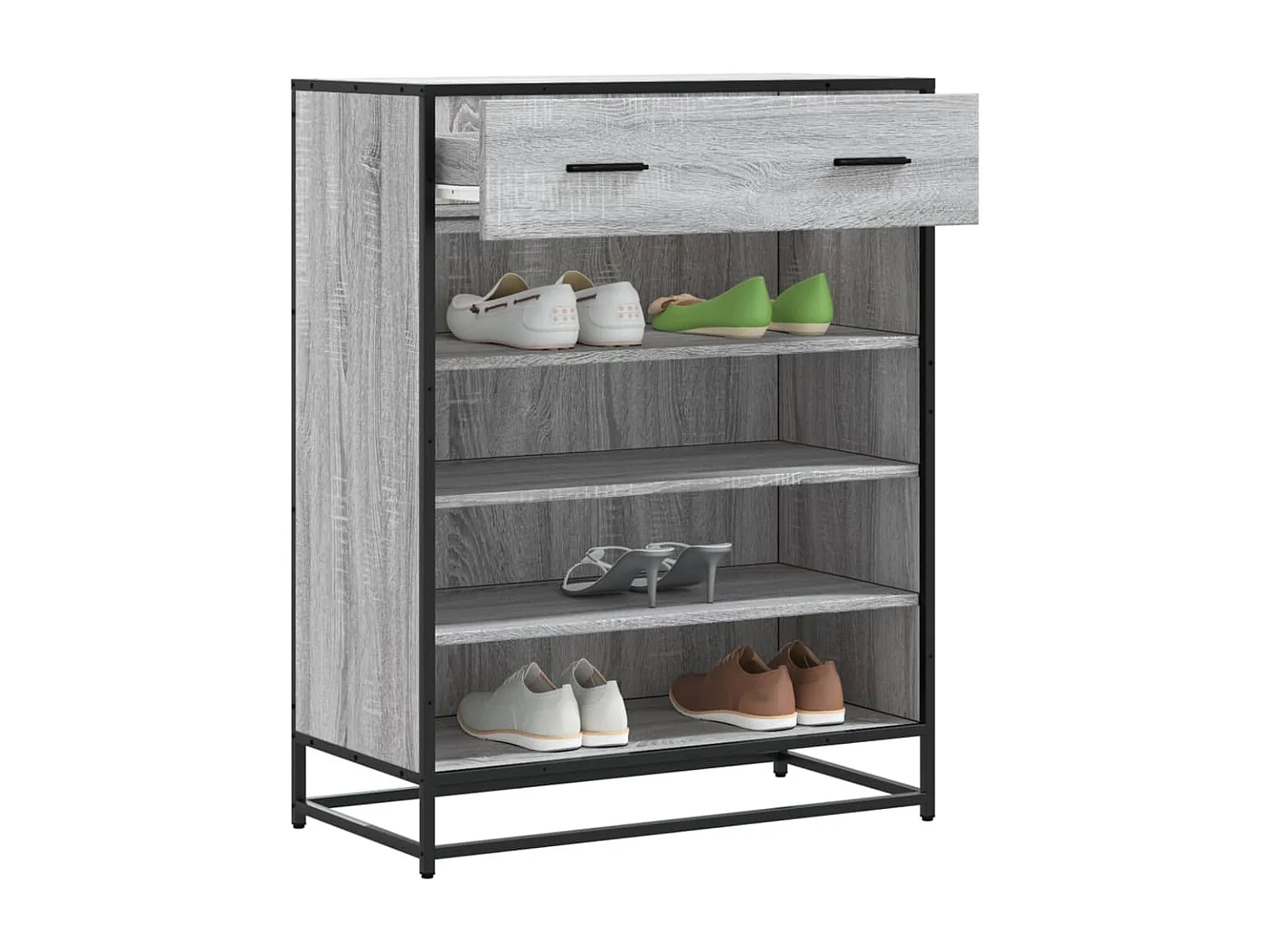 Meuble à chaussures sonoma gris bois d'ingénierie et métal