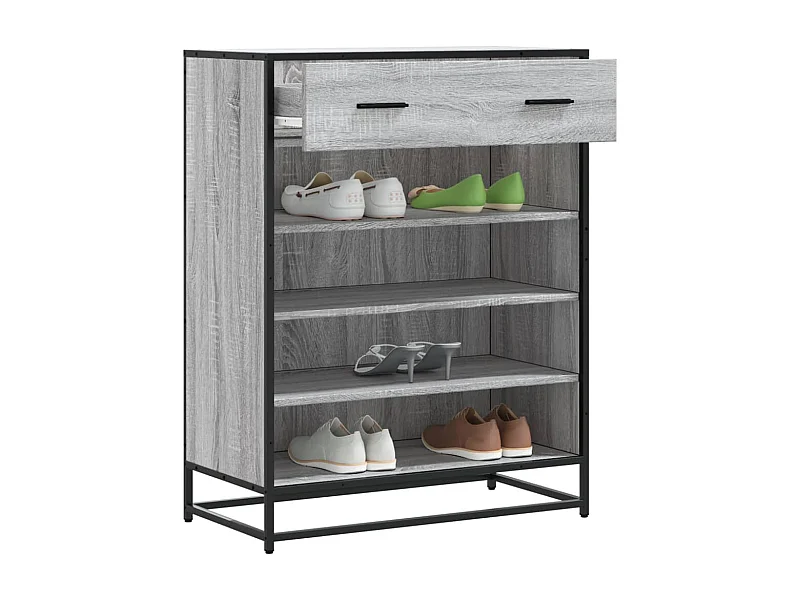 Zapatero de madera y metal de ingeniería gris Sonoma