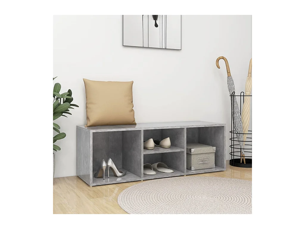 Banc à chaussures Gris béton 105x35x35 cm Aggloméré