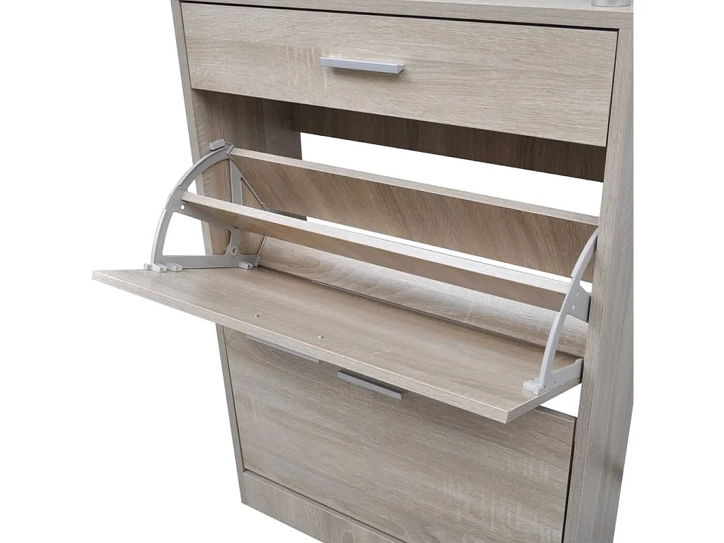 Schuhschrank mit Schublade und Glasplatte Holz