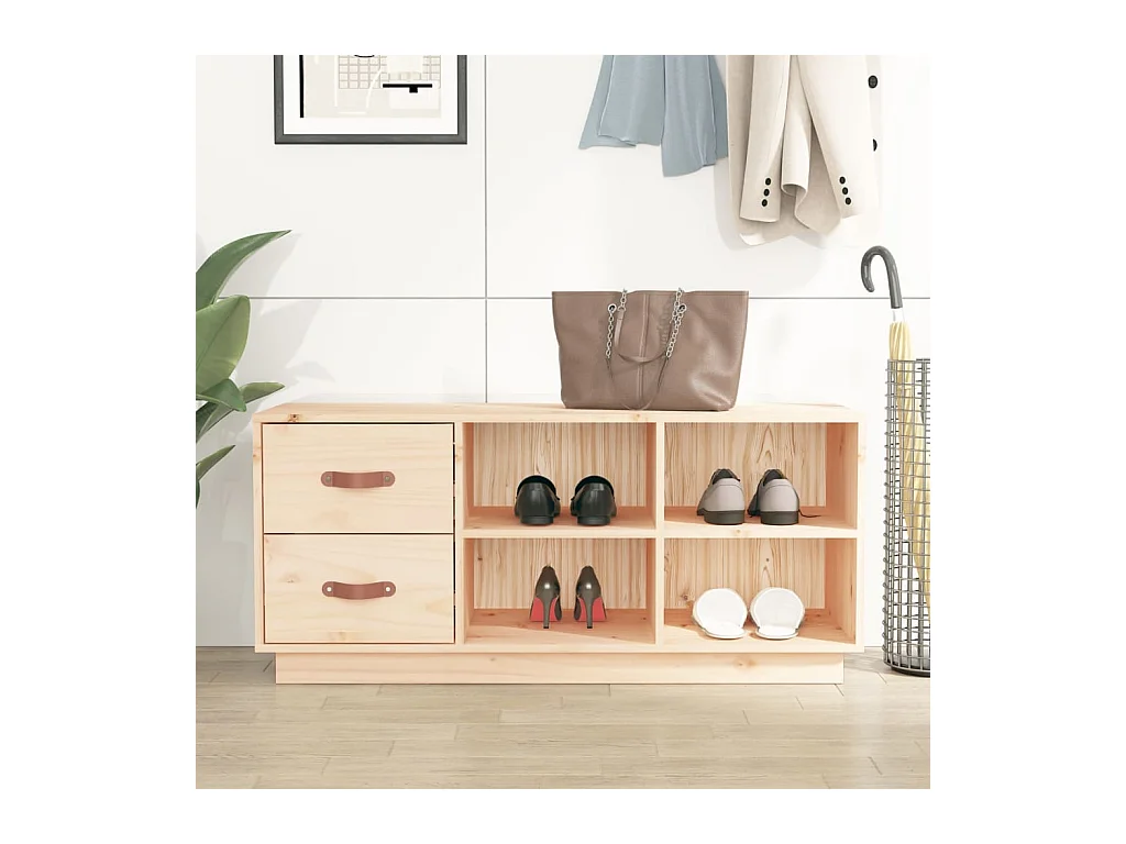 Panca portascarpe 100x34x45 cm Legno massello di pino