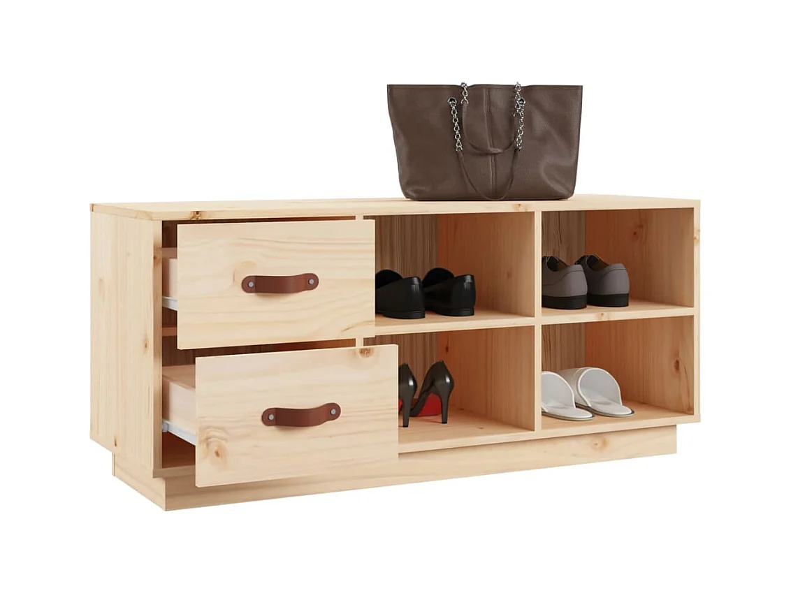 Panca portascarpe 100x34x45 cm Legno massello di pino