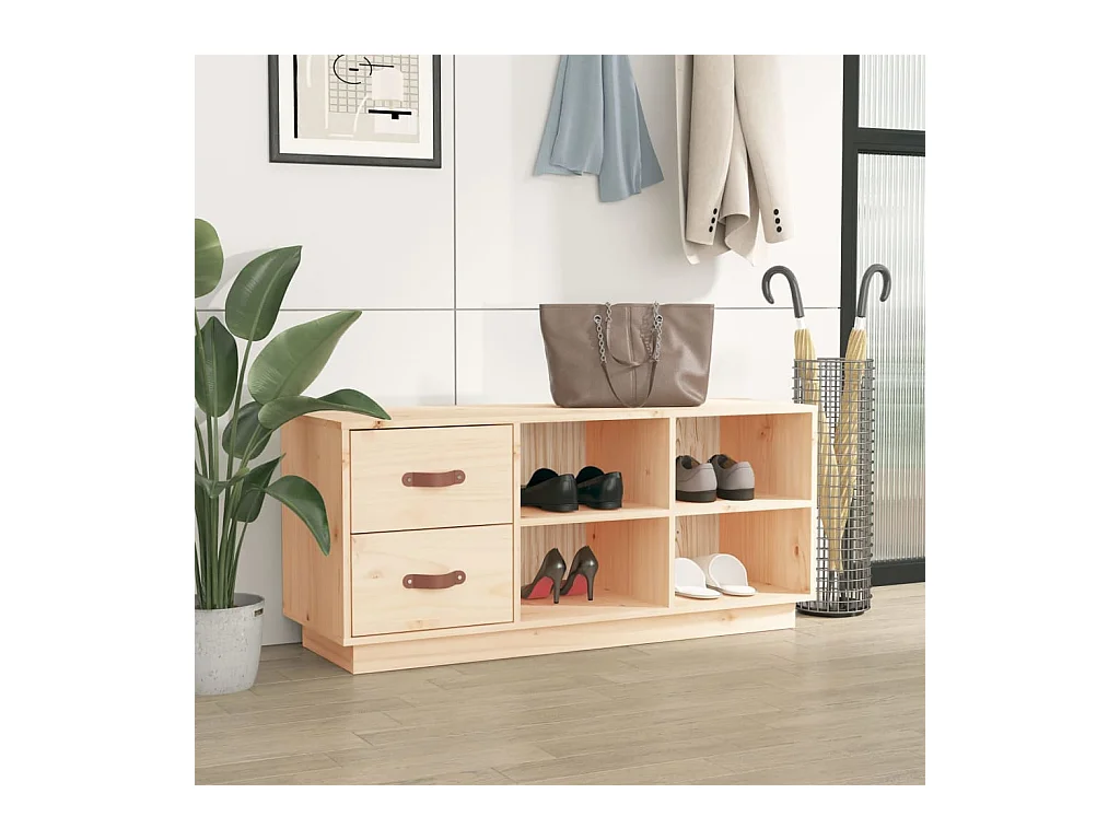 Panca portascarpe 100x34x45 cm Legno massello di pino