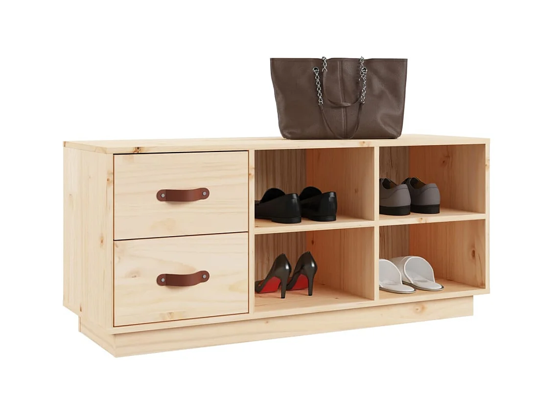 Panca portascarpe 100x34x45 cm Legno massello di pino