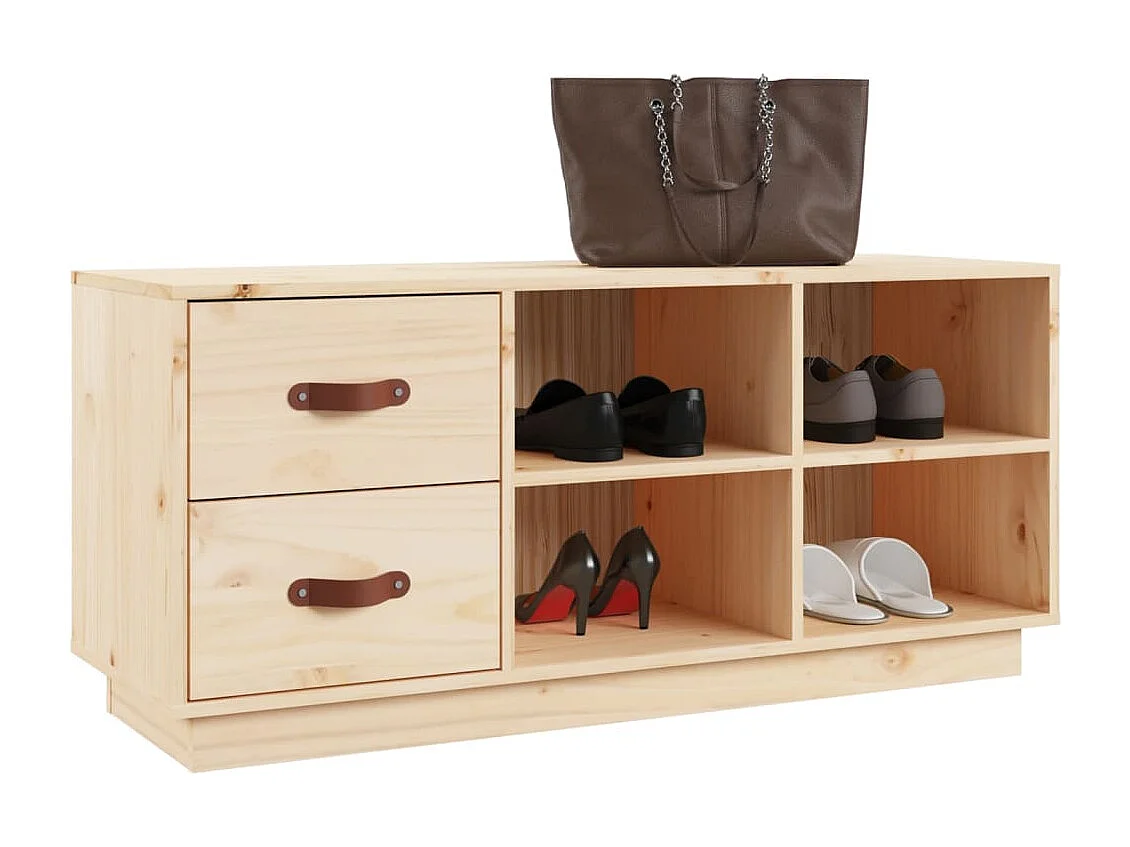 Panca portascarpe 100x34x45 cm Legno massello di pino
