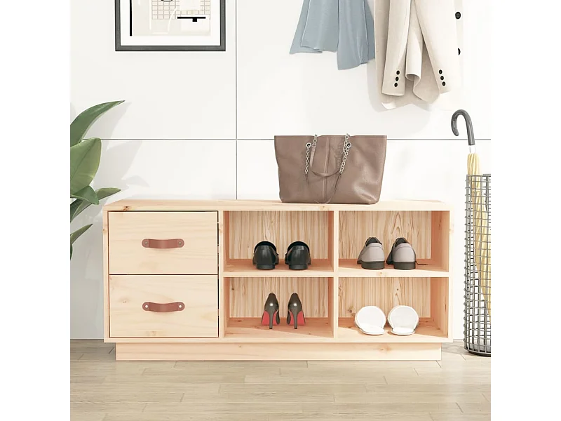 Schuhbank 100x34x45 cm Massivholz Kiefer