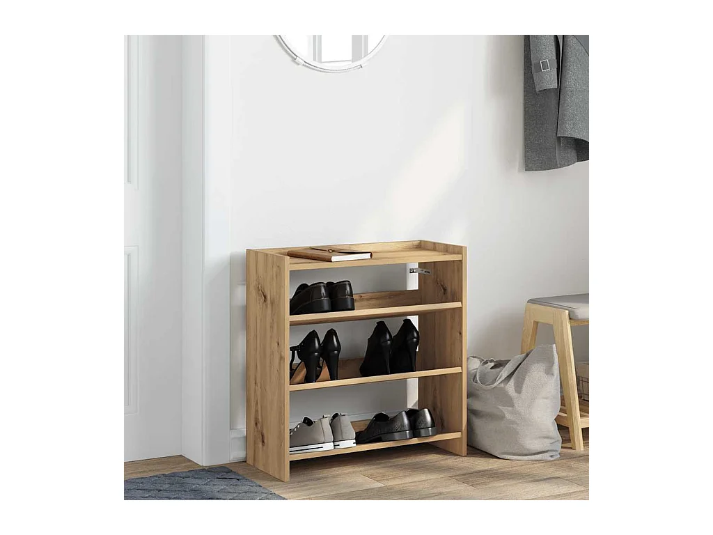 Étagère à chaussures chêne artisanal bois d'ingénierie