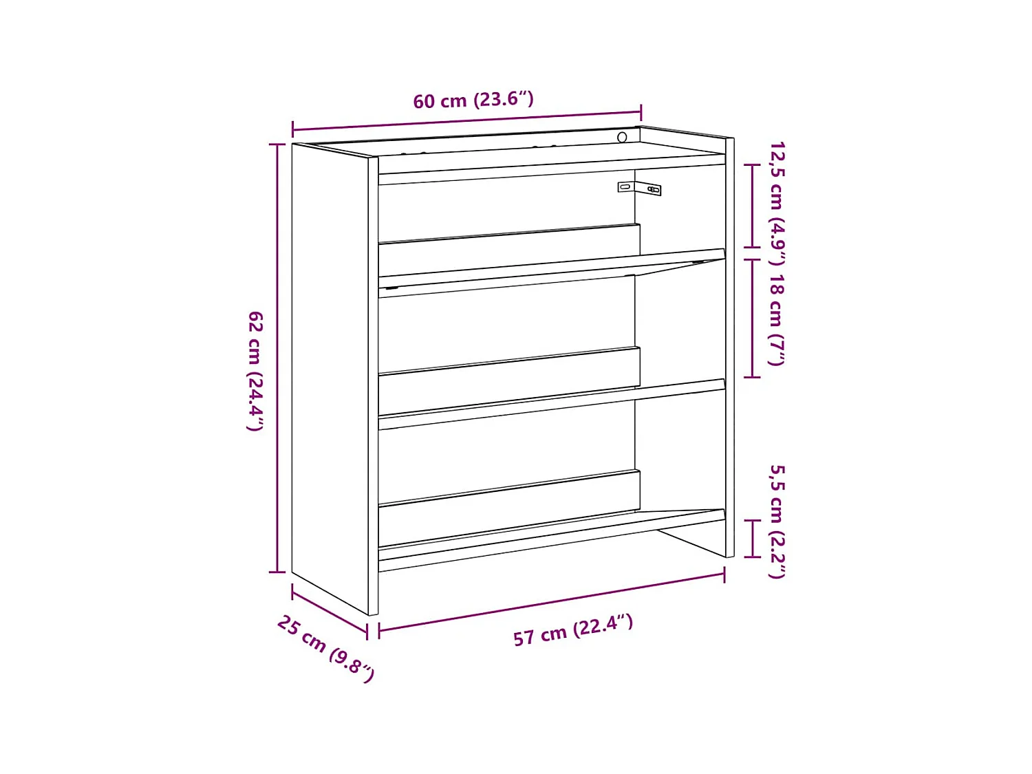 Étagère à chaussures chêne artisanal bois d'ingénierie