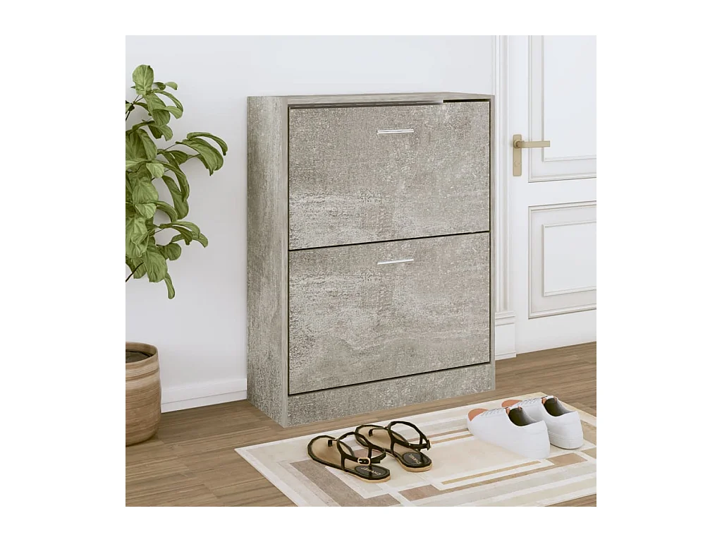 Zapatero gris hormigón 63x24x81 cm Madera de ingeniería